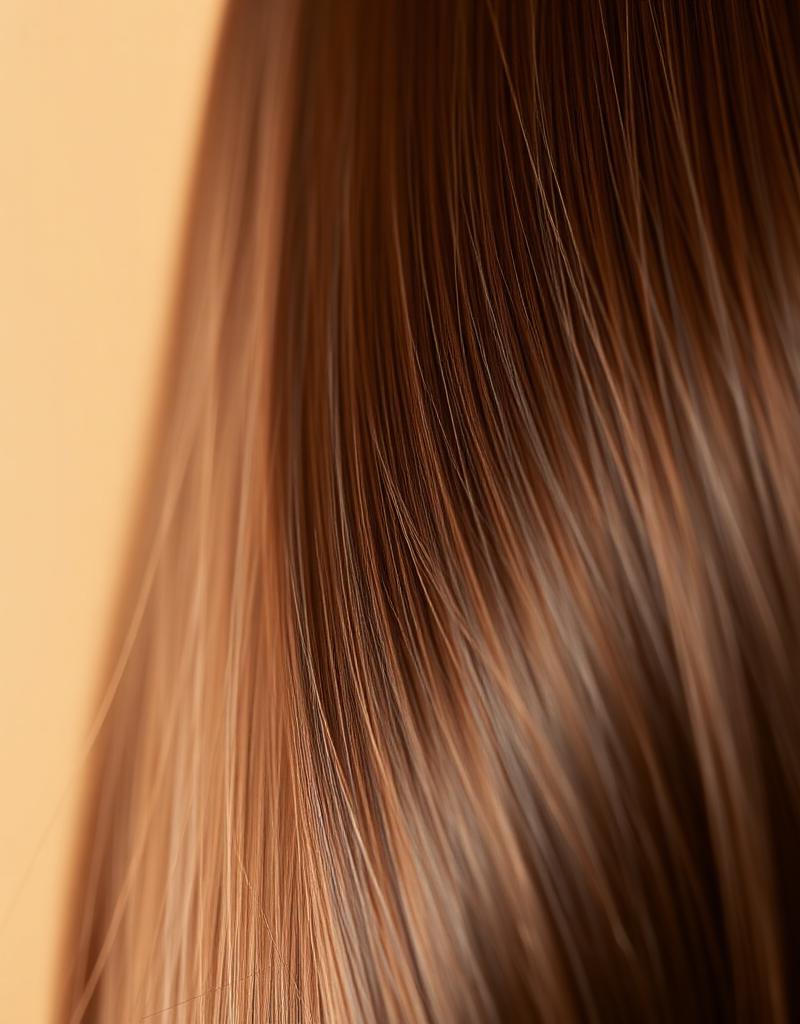 Glossy shiny brunette hair close-up